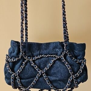 Urban Revivo Denim Blue Chain Bag